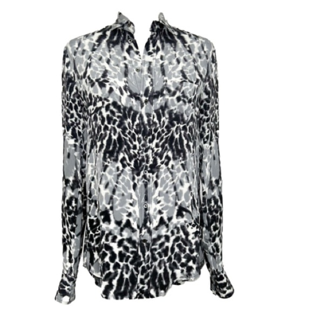 Joseph Monochrome Leopard Silk Garcon Silk Shirt